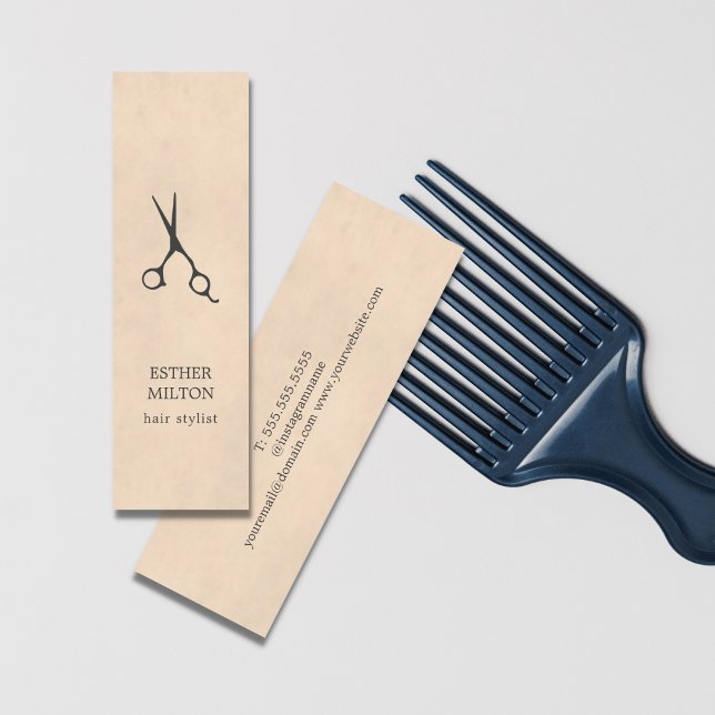 Elegant Chic Grått Scissors Hair Stylist Mini Visitkort (Skapare uppladdad)