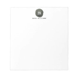 Elegant Chic Grått Watercolor Circle Black Monogra Anteckningsblock