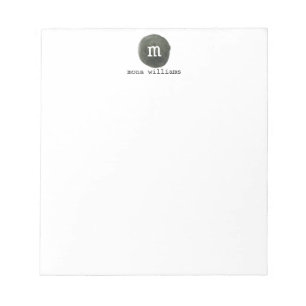 Elegant Chic Grått Watercolor Circle Black Monogra Anteckningsblock