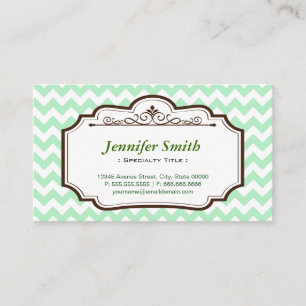 Elegant Chic Grönt Chevron Zigzag - två sidor Visitkort
