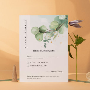 Elegant Chic Grönt Eucalyptus Bröllop Guld accente OSA Kort