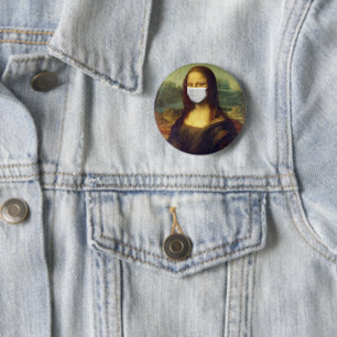 Elegant Chic Grönt Mona Lisa Covid 19 målning Knapp