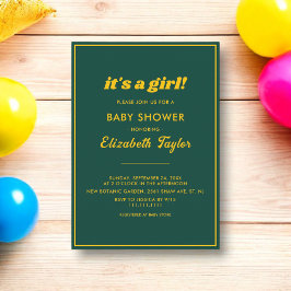 Elegant Chic Grönt och Guld Luxury Baby Shower Inbjudningar