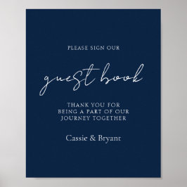 Elegant Chic Guest Bok Guest Blue Bröllop Poster