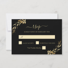 Elegant Chic Guld Black Eucalyptus Foliage Bröllop OSA Kort