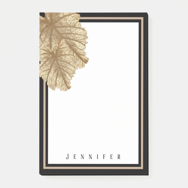 Elegant Chic Guld Black Personlig Post-it Block (Framsida)