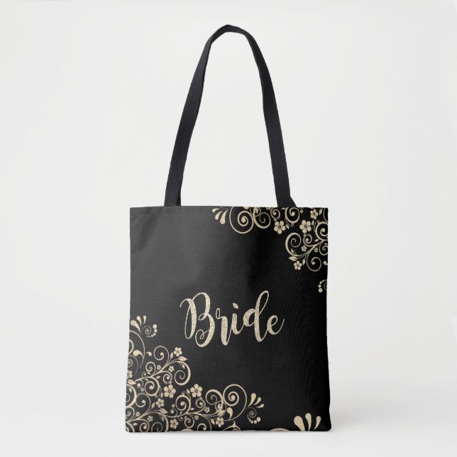 Elegant Chic Guld Blommor , Brud Tygkasse (Framsida)