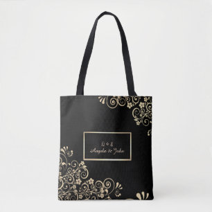 Elegant Chic Guld Blommor, Ram Tygkasse
