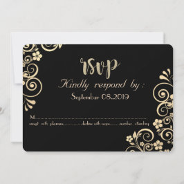 Elegant Chic Guld Blommor RSVP-kort Inbjudningar