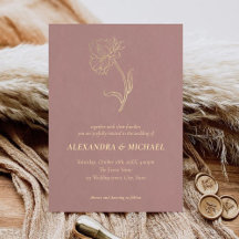 Elegant Chic Guld Blomsterskript  Rosa Bröllop