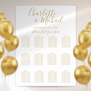 Elegant Chic Guld Bröllops Placeringsplan Poster