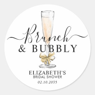 Elegant Chic Guld Brunch och Bubbly Bröllopsfest Runt Klistermärke
