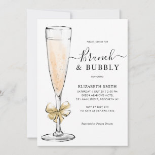 Elegant Chic Guld Brunch och Bubly Möhippa Inbjudningar