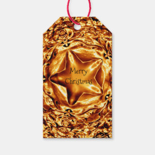 Elegant Chic Guld Copper-julstjärna Shiny Presentetikett