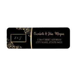 Elegant Chic Guld Flowers Address Label Returadress Etikett