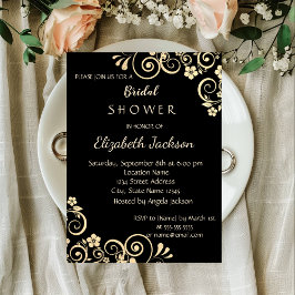 Elegant Chic Guld Flowers Möhippa Inbjudningar