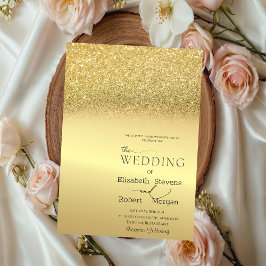 Elegant Chic Guld Glitter Bokeh Bröllopsinbjudan Inbjudningar