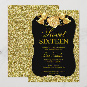 Elegant Chic Guld Glitter Guld Ro Sverige 16 Inbjudningar