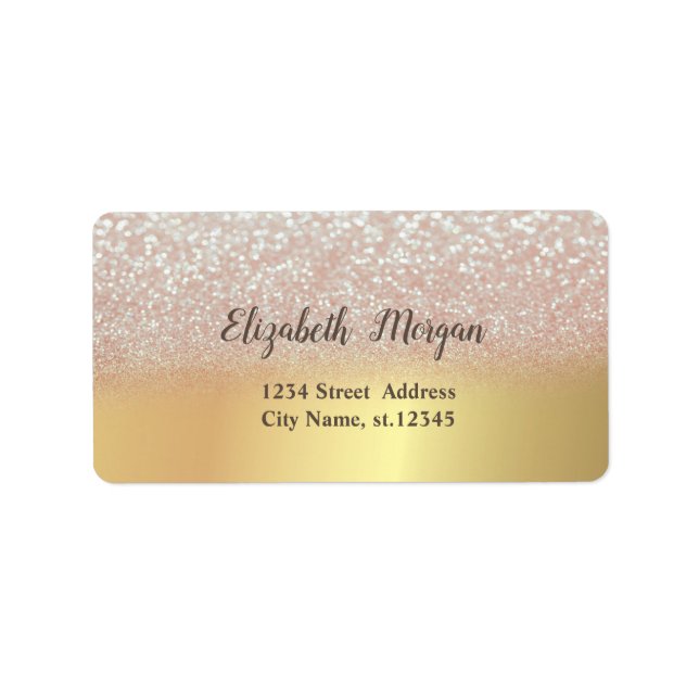 Elegant Chic Guld ,Glitter Ombre Bokeh Adressetikett (Framsidan)