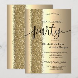 Elegant Chic Guld Glitter Script Förlovning Inbjudningar