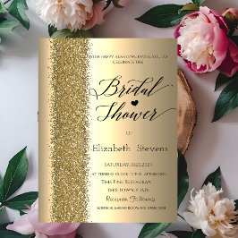 Elegant Chic Guld Glitter Skrift Bröllopsdusch Inbjudningar