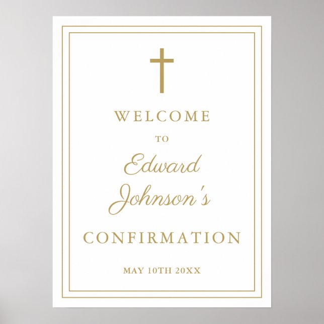 Elegant Chic Guld Kant Dop Bejakande Välkomstskylt Poster (Framsidan)