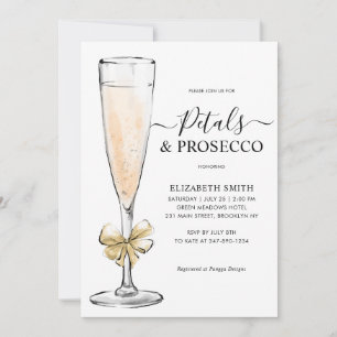 Elegant Chic Guld Kronblad Prosecco Bröllopsfest Inbjudningar