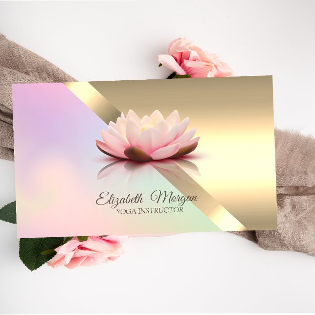 Elegant Chic Guld Lotus Blomma Yoga Instruktör Visitkort (Skapare uppladdad)