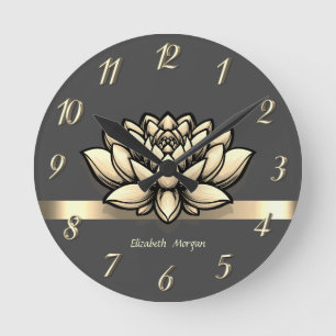 Elegant Chic Guld Lotus, Yoga Rund Klocka