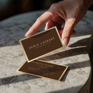 Elegant chic guld metallisk mörk brun minimalistis visitkort