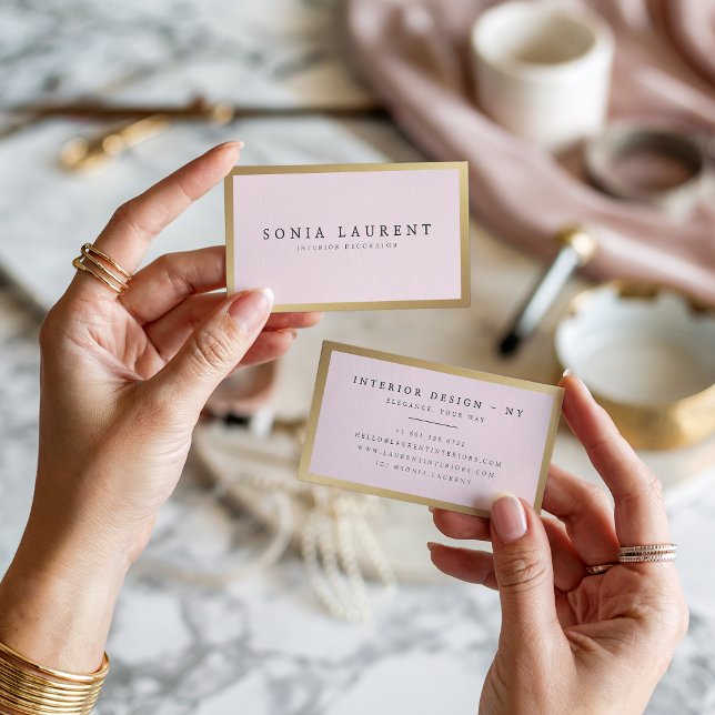Elegant chic guld metallisk rosafärgad minimalisti visitkort (Elegant chic gold metallic blush pink minimalist)