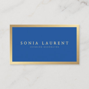 Elegant chic guld metalliska royal, blå minimalist visitkort