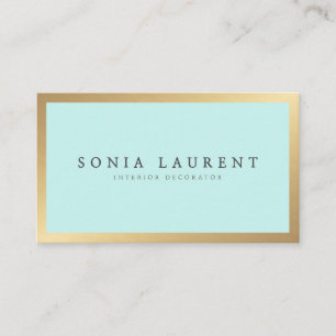 Elegant chic guld metallmynta grönt minimalist visitkort