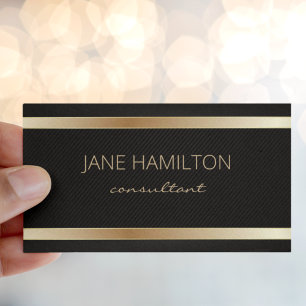 Elegant Chic Guld Minimalist Black Visitkort