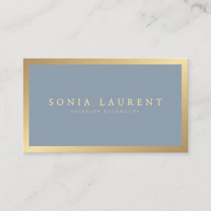 Elegant chic guld minimalistblått dammbildande dam visitkort