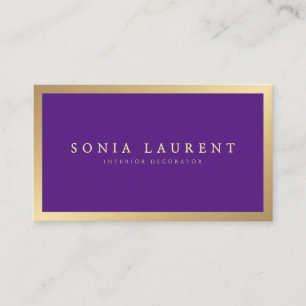 Elegant chic guld minimalistisk lila för metallisk visitkort