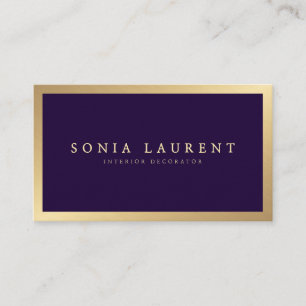 Elegant chic guld minimalistisk lila för metallisk visitkort