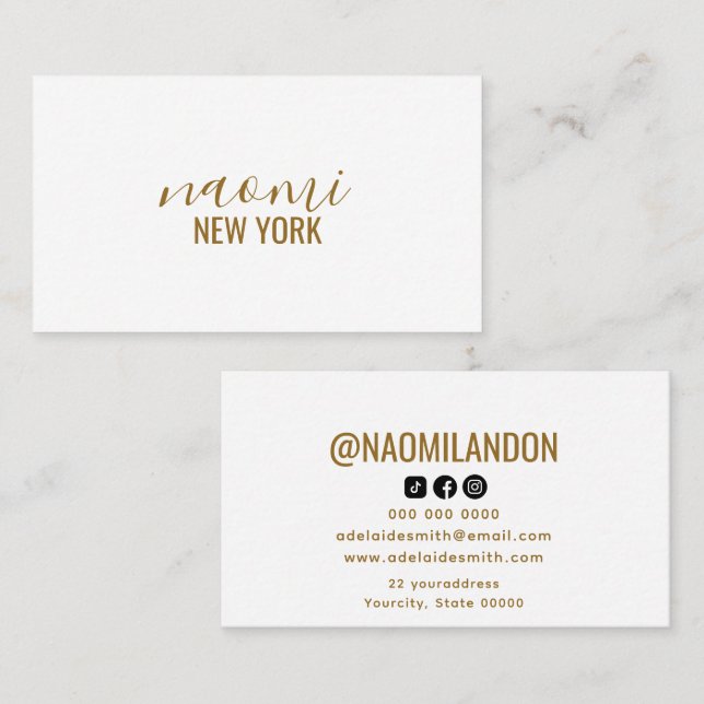 Elegant chic guld moderna kvadratminimalistisk sva visitkort (Fram/baksida)