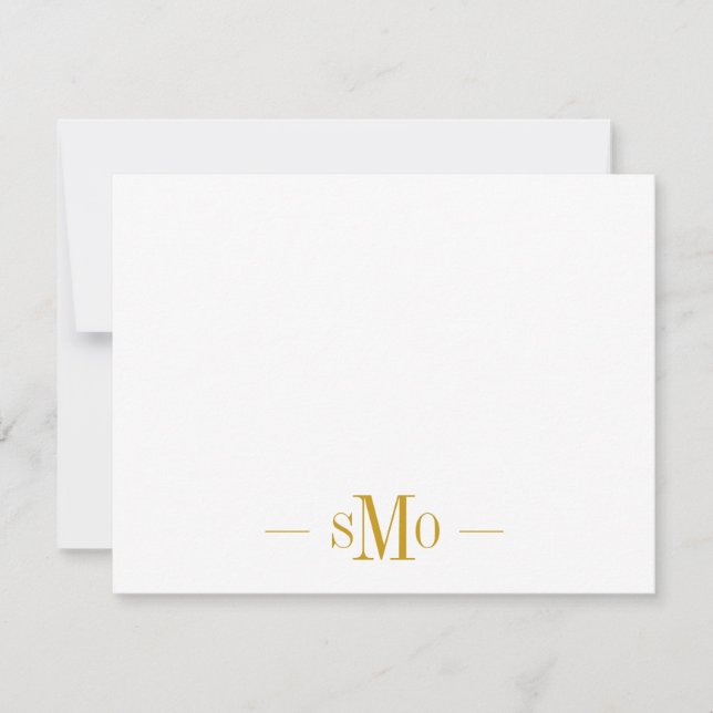 Elegant Chic Guld Monogram 3 Initialer Anteckningskort (Framsida)
