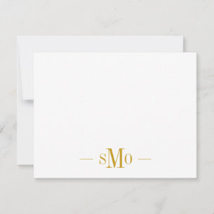 Elegant Chic Guld Monogram 3 Initialer Anteckningskort