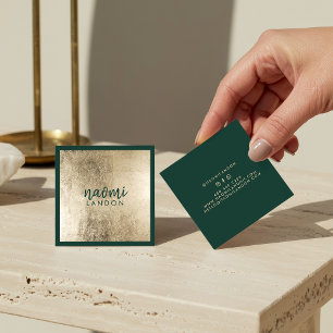Elegant chic guld och mörk grönt moderna minimalis fyrkantigt visitkort