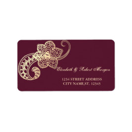 Elegant Chic Guld Paisley Bröllops Etikett Adressetikett
