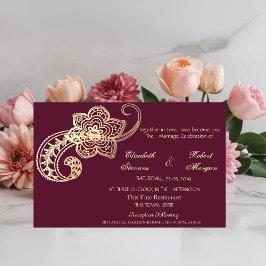 Elegant Chic Guld Paisley bröllopsinbjudan Inbjudningar