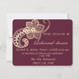 Elegant Chic Guld Paisley Generalrepetition Middag Inbjudningar