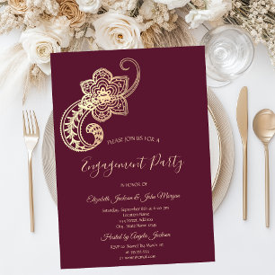 Elegant Chic Guld Paisley Inbjudningar