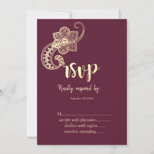 Elegant Chic Guld Paisley RSVP Inbjudningar