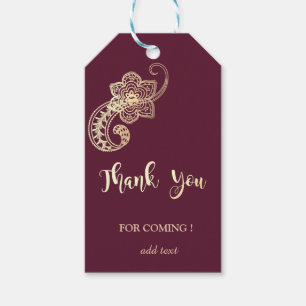 Elegant Chic Guld Paisley Tack Presentetikett