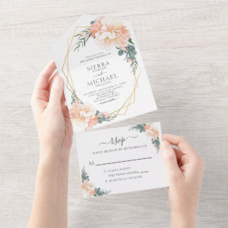 Elegant Chic Guld Peach Cream Blommigt Bröllop
