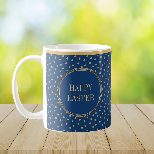 Elegant Chic Guld Polka dots Glad påsk Kaffemugg (Elegant Chic Gold Polka Dots Happy Easter Coffee Mug)