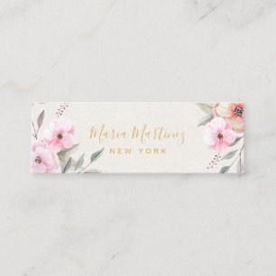 Elegant Chic Guld Ram Girly Rosa Blommigt Mini Visitkort